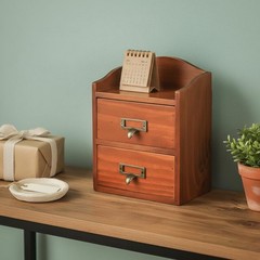 Retro Wooden Desk Drawers Hand Polished Vintage Desktop Cabinet for Dorm Room