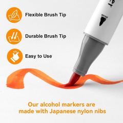 Pastel Alcohol Markers Brush Tip – 51 Brush & Fine Dual Tip Art Markers for Arti