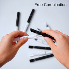 8 Pcs DIY Combinable Acrylic Paint Pens Set with 8 Ink Cartridges, 8 Extra Nibs