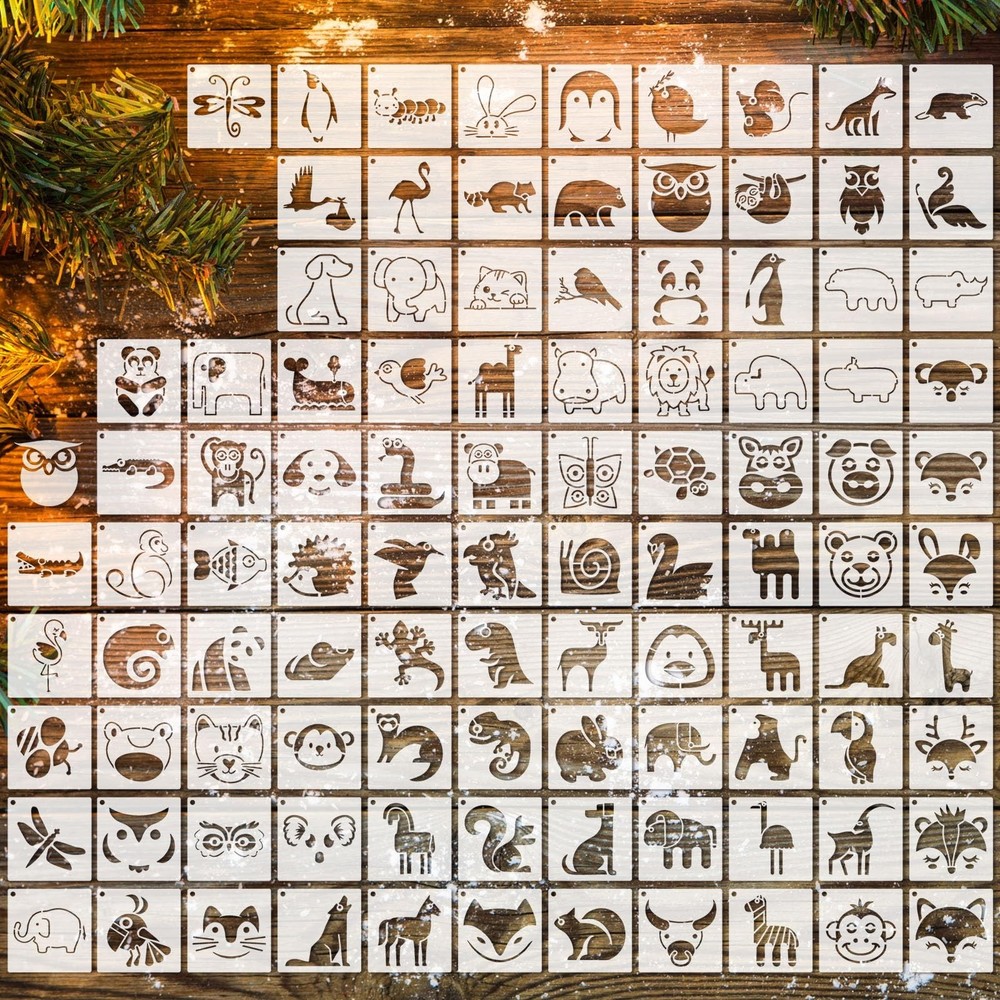 100 Pcs Small Stencils for Crafts, 2 Inch Reusable Cute Stencils for Painting…