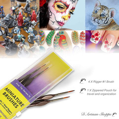 Rigger Brush Watercolor. Liner Brushes for Painting. Script Liner 4pc Size 1 Pre