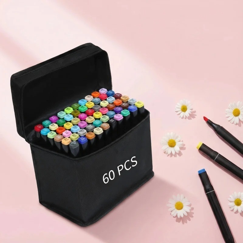 60 Colors Art Drawing Markers Set for Kids Adults Dual Tip Alcohol Markers Gifts