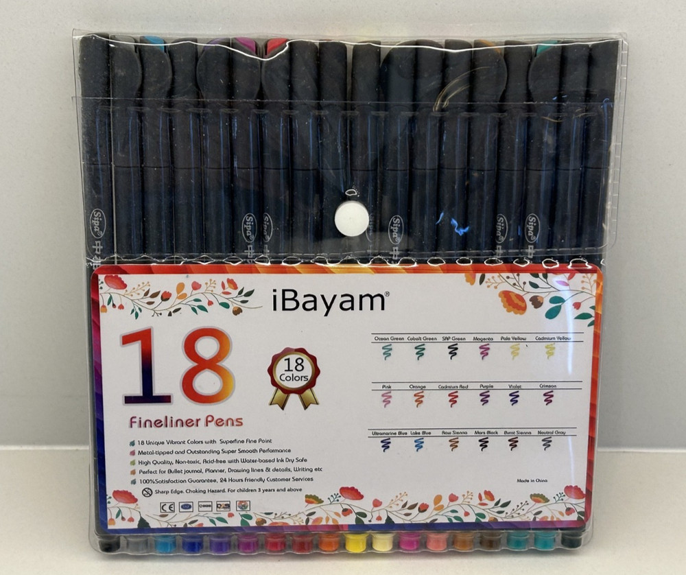 iBayam Colored Fineliner Pens 18 Colors Fine Point for Journaling Drawing Art