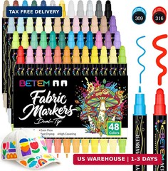 Betem 48 Colors Dual Tip Acrylic Paint Markers, Fabric Decorating Kits Premium W