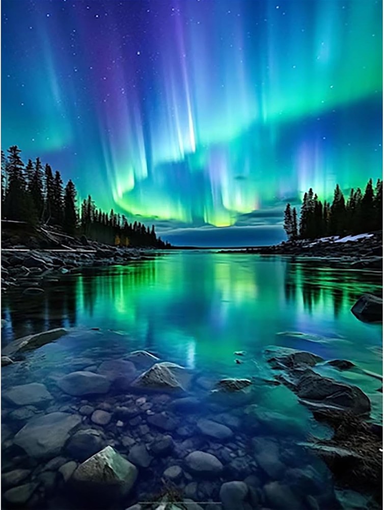 Diamond Art Kits for Adults, 5D DIY Northern Lights Diamond Painting Kits for A