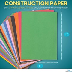 200 Sheets 9×12 Inch Assorted Colors Construction Paper Craft Art School Pack