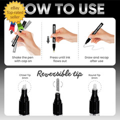 3PK Liquid Chrome Markers – Permanent Mirror Chrome Pens Chrome Paint Pens for P