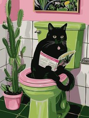 Black Cat Paint by Numbers Kit for Adults Beginners Acrylic Art Decor