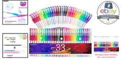 Glitter Gel Pens Set, 33 Neon Colors with 40% More Ink for Coloring