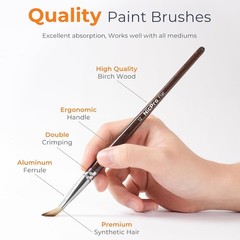 12Pcs Artist Paint Brushes Set Professional Brush Wooden Oil Acrylic Watercolour