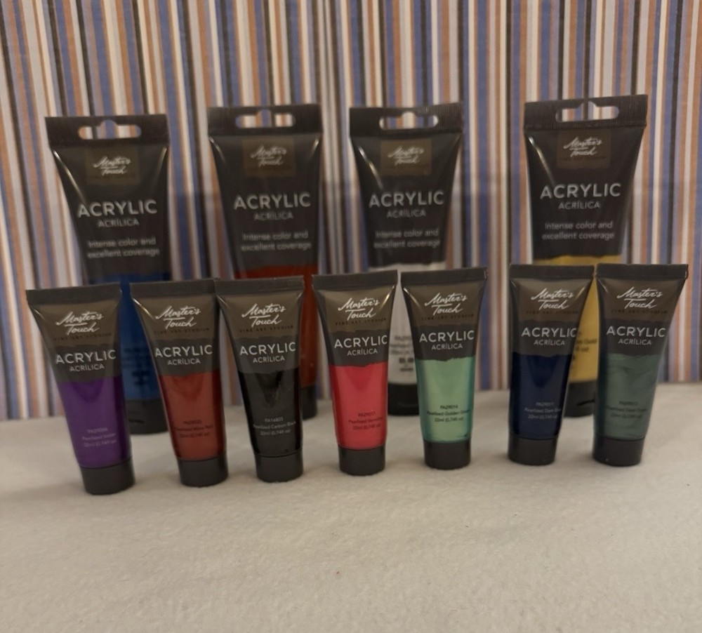 MASTERS TOUCH ACRYLIC PAINT-INTENSE COLORS-4 TUBS 4.1 FL.-7 TUBES-0.74 FL.OZ NEW