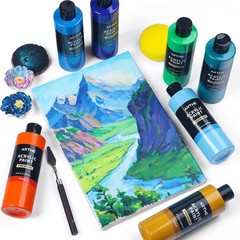 18 Colors Acrylic Paint Set, 8.45oz/250 ml Large Bulk Acrylic Paint, Rich Pig…