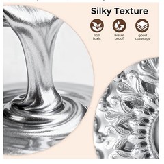 NicPro Liquid Silver Leaf Paint Kit Silver Acrylic Paint Set + Varnish N-M002