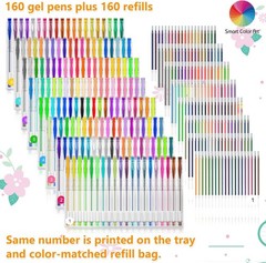 320 Gel Pens Set 160 Colors + 160 Refills Art Drawing Coloring Journal Kit