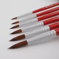 XDT#378 Round Tip Art Brush Set 6Pc #2#4#6#8#10#12 Nylon Acrylic Oil Watercolor