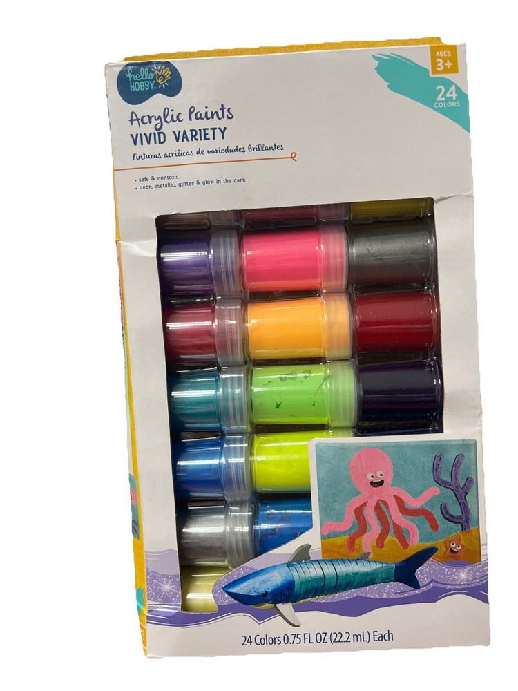 Acrylic Paints Vivid Variety 24 Colors 0.75 Oz Each Color Ages 3+