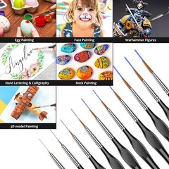 10Pcs Micro Paint Brushes Set with Triangular Handles – For Acrylic, Black