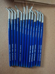 Artist Paint Brushes Precision Minature Detail Natural Angle Wood Metal Vtg 10