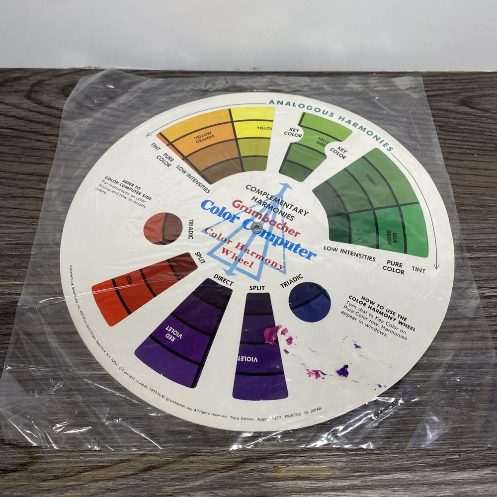 Vintage 1977 Grumbacher Color Computer Color Harmony Wheel Graphic Design 3rd Ed