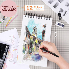 Black Art Mechanical Pencil Set, 5PCS Metal Drafting Pencils 0.3, 0.5, 0.7, 0.9