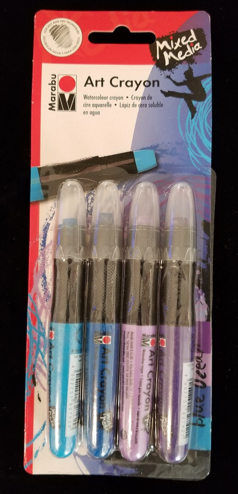 Marabu Mixed Media Art Crayon / Watercolour Crayon Set of 4 – Blue Ocean – New