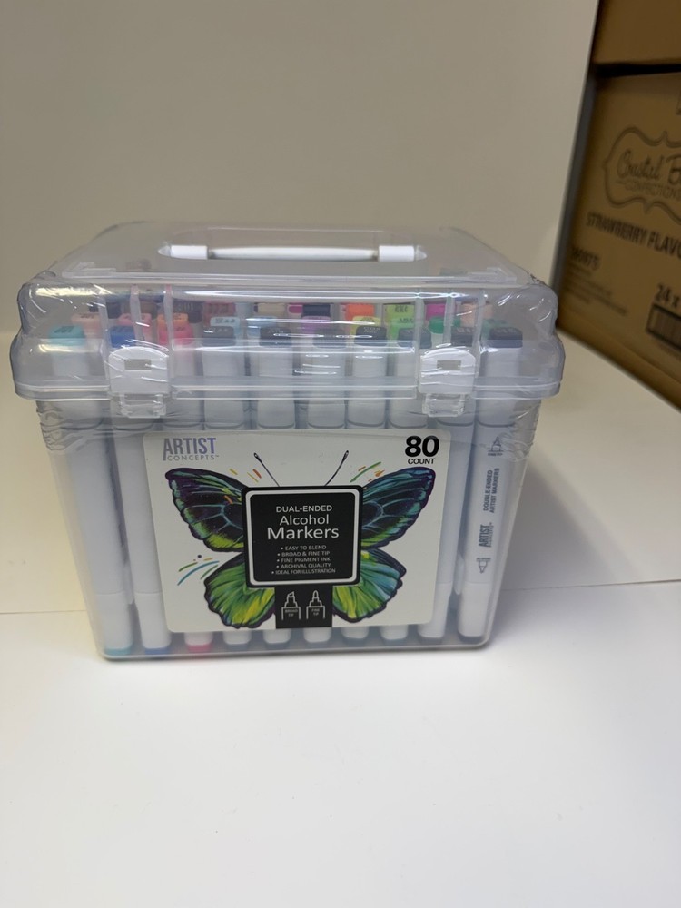 Artist Concepts 80 Color Dual Tip Alcohol Markers Set Carrying Case Art Illustra