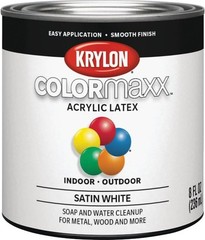 ColorMaxx Satin Interior/Exterior Acrylic Latex Paint, White, 1/2 Pt. – 1 Each