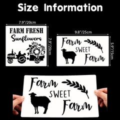 10 Pieces Reusable Farmhouse Stencils Farm 9.8 x 5.9 inches, 7.9 x inches