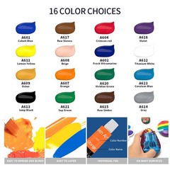 Aen Art Acrylic Paint Set for Pumpkin 0.04 fl oz (Pack of 16), Basic