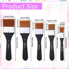 5Pcs Wide Flat Paint Brushes for Jesso Varnish Brush for Acrylic Painting Waterc