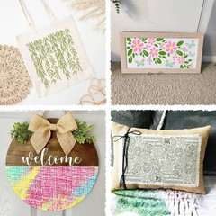 19pcs Stencils for Crafts Reusable Musical Notes Brick Branches Floral Textur…