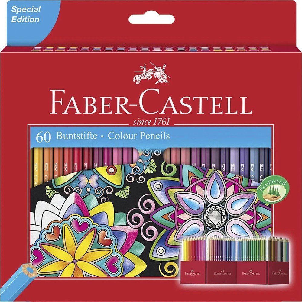 Faber Castell 60 Count Colourful Hexagonal Wooden Colouring Pencils 3.6mm for dr