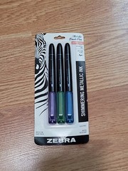 Zebra Shimmering METALLIC INK Marker Medium Point Brush Pen Blue Green Purple