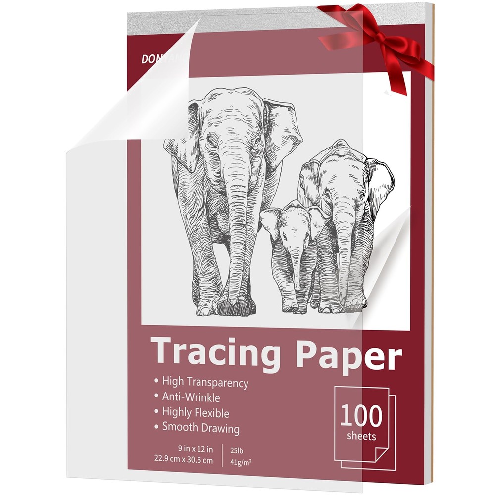 Tracing Paper 9×12 inch, 100 Sheets Transparent 9″ x 12″ (100 Sheet), Red