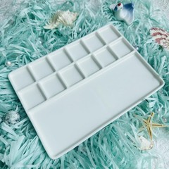 12Well Ceramic Paint Palette,Porcelain Watercolor Palette,Rectangle Artist Pr…