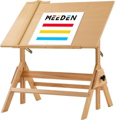 Wood Adjustable Drafting Table: 35.5″ x 23.5″ Art Drawing Desk with Various H…