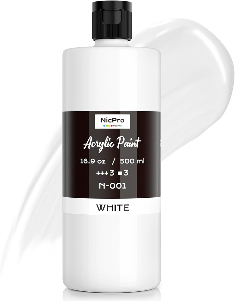 White Large Acrylic Paint , Rich Pigments, Non Toxic Craft Paint