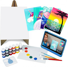 – Magic Sparkle Bundle – 4-In-1 Kids Painting Kit – 4 Canvases, Set of 3 Brushes