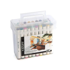 Royal Langnickel Azure Alcohol Markers 40 Count Dual Tip Chisel Fine Case