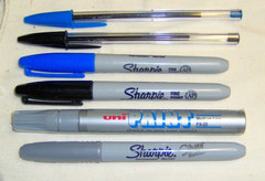 Autograph Signing Pens Markers 6 SET Kit Blue Black Silver BiC Sharpie Uni Paint
