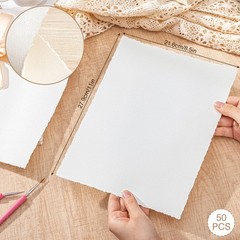 50 Sheets Watercolor Paper 8.5 x 11inch, 160 GSM Deckled Edge Paper Rough/Textur