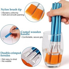 12 PCS 3/4 in Flat Paint Brushes for Acrylic Painting, Bulk Paintbrushes for …