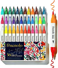 finenolo 72 Colors Acrylic Paint Markers, 36 Dual Brush Tip Art Markers, Water B