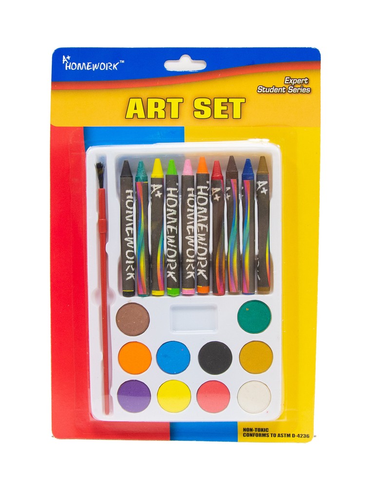 48 Pack of Water Color and Crayon Art Sets (w/ brush & pallet)