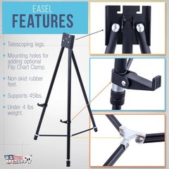 U.S. Art Supply 70″ Showroom XL Black Metal Display Easel 6 Pack Adjustable -NEW