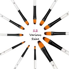 Filbert Paint Brushes Model 1# 2# 3# 4# 5# 6# 7# 8# 9# 10# 11# 12#,, White