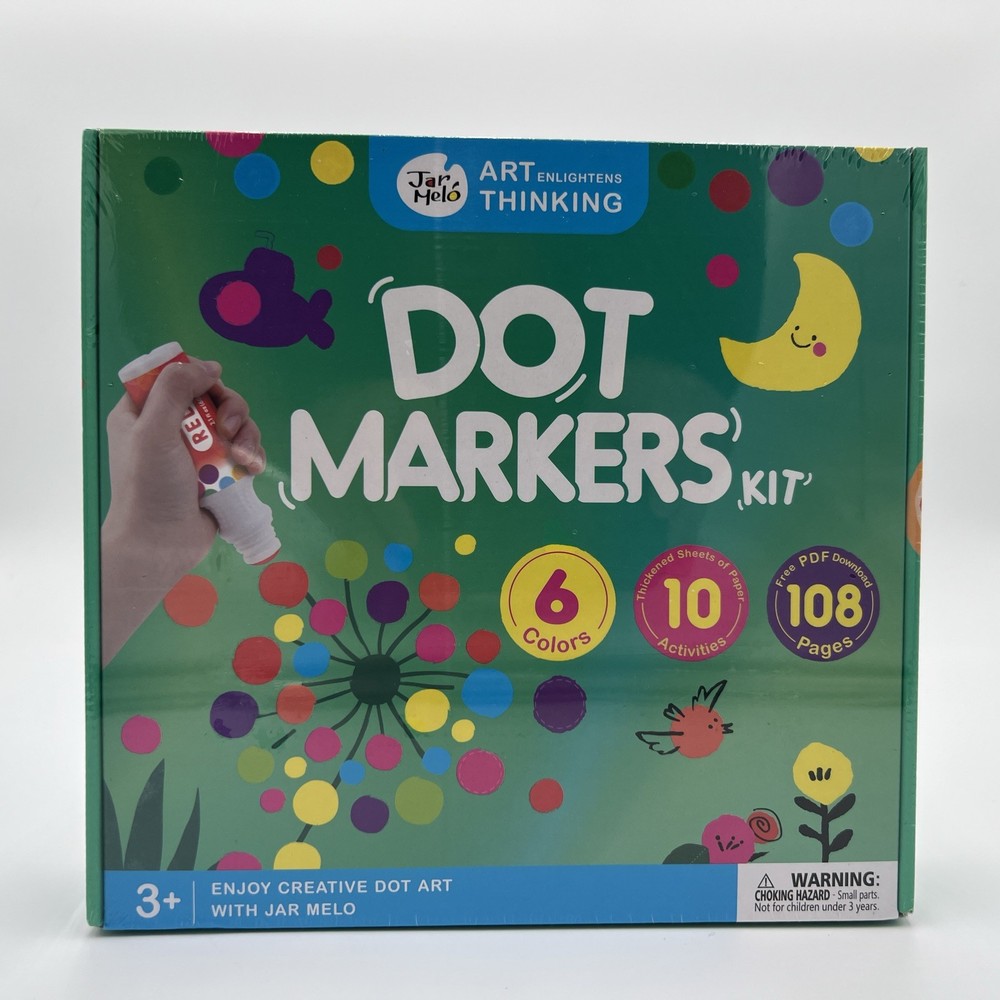 Jar Melo Washable Dot Markers, 6 Colors Paints with 108 PDF & Multicolor