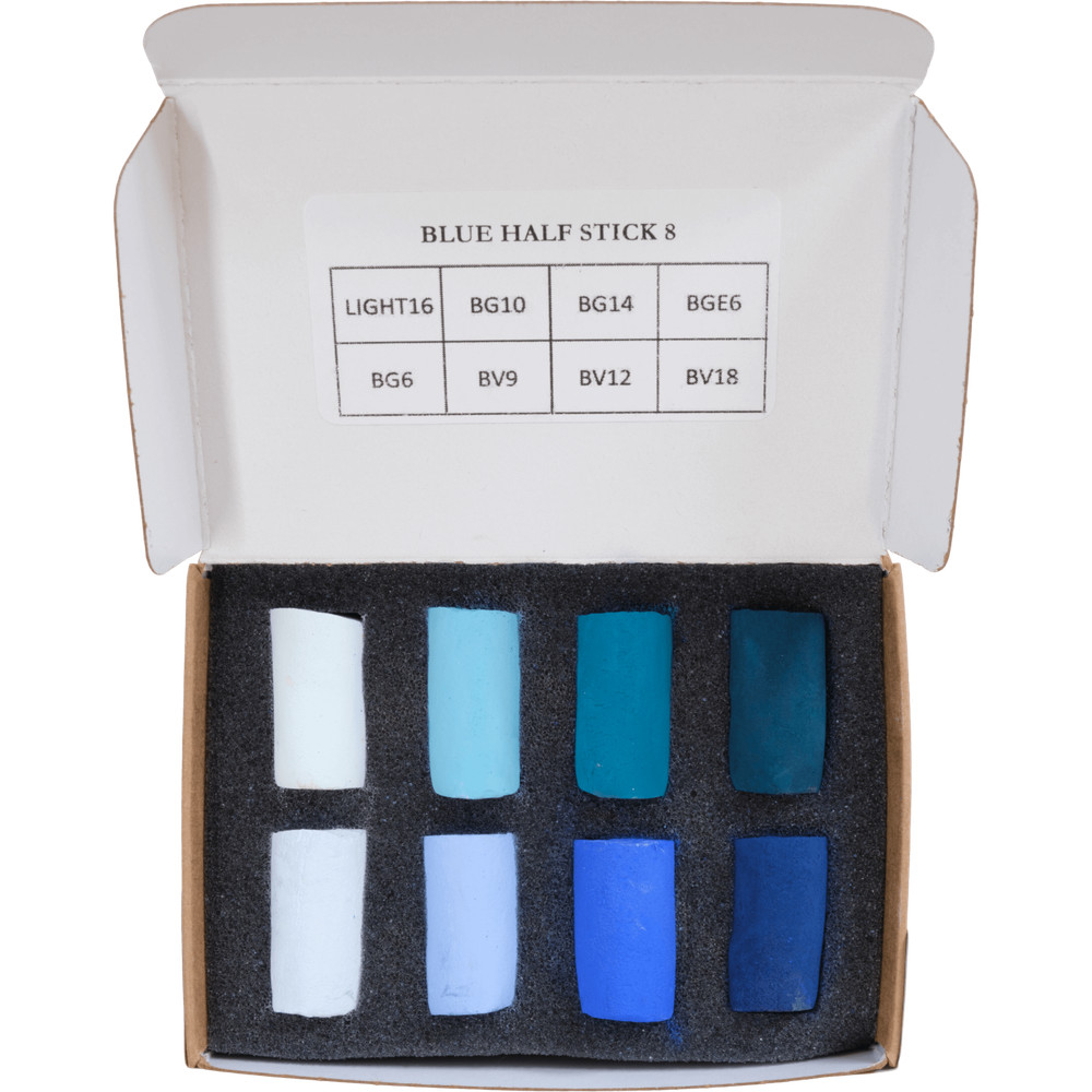 Unison Artists Soft Pastel Box Set – 8 Half Sticks – Blue Colours