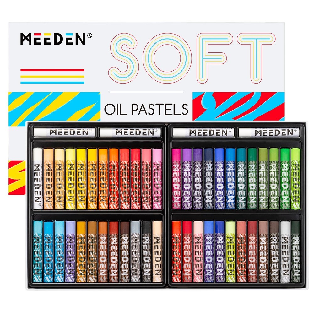 MEEDEN Soft Oil Pastels Set 48 Colors with Extra 4 White Oil Pastels for Arti…