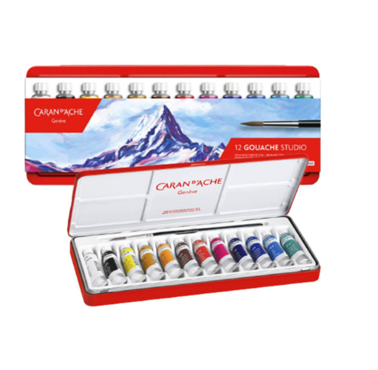 Caran d’Ache Studio Gouache 12 colors Tube (10ml) / Freeshipping